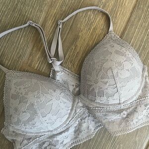 Lightly Padded Lace Bralette in Gray